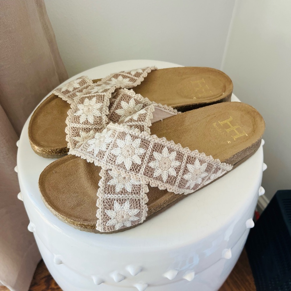Haute Hippie Beige Floral Sandals